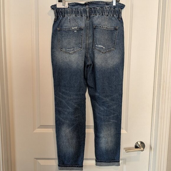 KanCan Jeans Size 28/28 High-Rise Paperbag Mom Ripped Distressed Cuffed Hem NWT - Picture 3 of 16